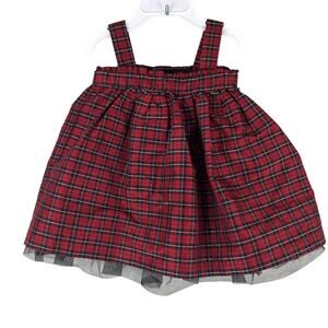 Crazy 8 Red Black Plaid Sleeveless Tulle Under Skirt Holiday Photo Jumper Dress